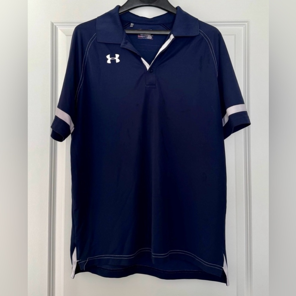 Under Armour Dark Blue Polo with White Accents
